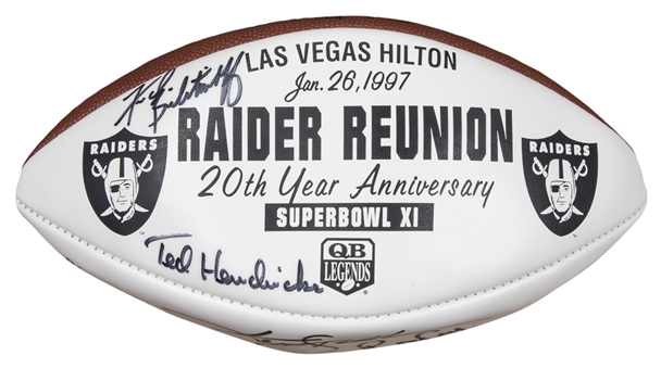 1997 Raider Reunion Multi Signed Football With 11 Signatures Including Stabler, Hendricks, & Guy - From Dick Enberg Collection (Letter of Provenance & JSA)
